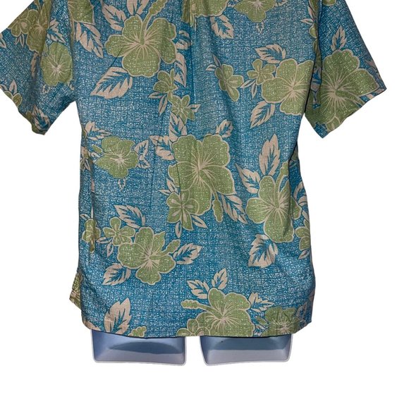 Vintage Retro Cooke Street Hawaiian Shirt Mens M Plumeria Aloha Vacation Blue - Picture 8 of 10